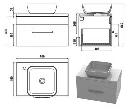 Тумба Snail Мадлен с раковиной Палермо 70х45 см крашенный МДФ/литьевой мрамор белый 700KM178