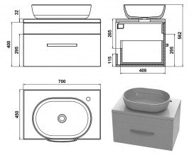 Тумба Snail Мадлен с раковиной Персия 70х45 см крашенный МДФ/литьевой мрамор белый 700KM175
