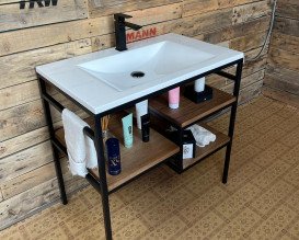 Тумба Snail Родос с раковиной Орфей 80х48,5 см металл/литьевой мрамор 800LOFT165