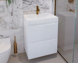 Тумба Snail Стелла с раковиной Гранд 60х41,5 см крашенный МДФ/литьевой мрамор белый 6002КМ148