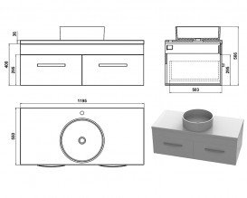 Тумба Snail Венера с раковиной Оазис 120х55 см крашенный МДФ/литьевой мрамор белый 1200KM170