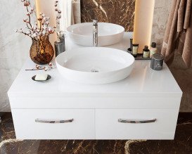 Тумба Snail Венера с раковиной Парадиз 120х55 см крашенный МДФ/литьевой мрамор белый 1200KM179