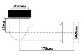 Удлинитель для сифона для писсуара McAlpine угловой 50х50 мм полипропилен HC-UB50