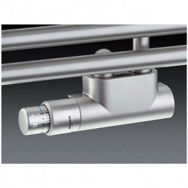 Кутова приєднання трубопроводів арматура Oventrop Multiblock T з преднастройка і термостатом Uni SH матова сталь 1184384