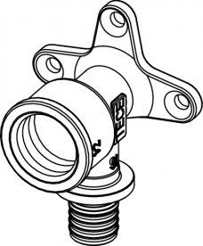 Угловое соединение TECE TECEflex с внутренней резьбой и настенным креплением 14хRp1/2 латунь 768514