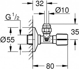 Угловой вентиль Grohe с круглой настенной панелью 22037000