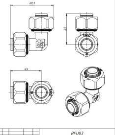 Кутник обжимний Fado Compress 26х26 нікельована латунь RFU03