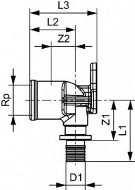 Куточок з настінним кріпленням Tece TECEflex з внутрішнім різьбленням 20x3 / 4 бронза 708612