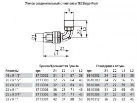 Уголок соединительный TECE TECElogo-Push с ниппелем 32xR 1'' бронза/кремниевая бронза 8713307