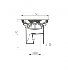 Вуличний трап MCH з вертикальним зливом D 110 решітка чавун чорний 328 z