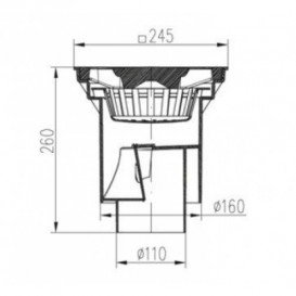 Уличный трап MCH с вертикальным сливом D 110 решетка чугун чёрный 328