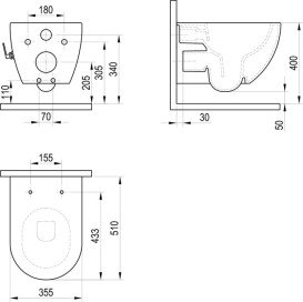 Унітаз-біде навісний Ravak Uni Chrome RimOff 35,5х51 см кераміка білий X01912