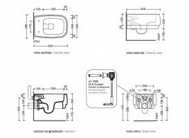 Унітаз Flaminia Flag Goclean підвісний без бачка без сидіння молочно-білий/графіт матовий FG118G STRIPES Latte + Grafite