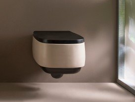 Унітаз Flaminia Flag Goclean підвісний без бачка без сидіння молочно-білий/графіт матовий FG118G STRIPES Latte + Grafite