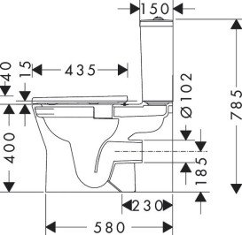 Унитаз-компакт Hansgrohe EluPura Original S AquaChannel Flush 39х64 см с крышкой Soft-Close керамика SmartClean белый 61166450