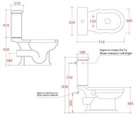 Чаша унітазу-моноблок ArtCeram Hermitage 36х71 см чорний глянсовий HEV004 03; 00