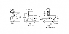 Унітаз компакт підлоговий з бачком Roca Debba кераміка білий і кришка з функцією Soft Close дюропласт білий A34P998000