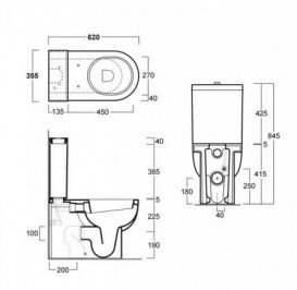 Чаша унітаза-компакта підлогова Simas E-Line 35,5х62 см фаянс білий EL 07