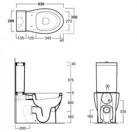 Чаша унитаза-компакта напольная Simas LFT Spazio 35х63 см фаянс белый LFT 25