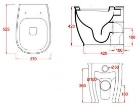 Унітаз підлоговий ArtCeram Azuley 37х52,5 см білий матовий AZV002 05; 00