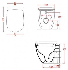 Унитаз напольный ArtCeram File 2.0 36х52 см санфарфор чёрный глянцевый FLV002 03;00