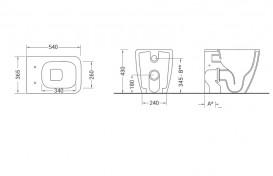 Унітаз підлоговий Hidra Faster Kiub Rimless 36,5х54 см санфаянс білий глянцевий KIR20 001 bianco lucido
