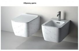 Унитаз напольный Hidra Faster Kiub Rimless 36,5х54 см санфаянс белый матовый мрамор KIR20 101 white matt marble