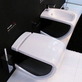 Унитаз напольный Hidra Hi-Line 38х54,5 см санфаянс белый/черный HI10 012 bianco/nero