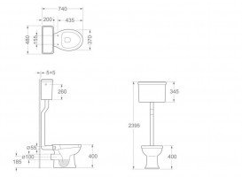 Унітаз підлоговий компакт Devit Classic 48х74 см санфаянс білий із середнім бачком і зливною трубою 3110151