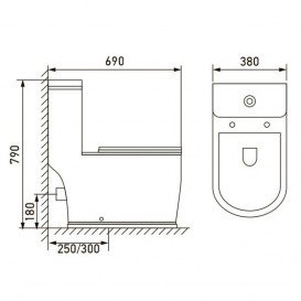 Унитаз напольный компакт Volle Puerta Rimless + сиденье твердое Slim slow-closing 13-16-075