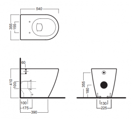 Унитаз напольный приставной Hatria Fusion 35.5х54 см с функцией биде белый VBYXVD01