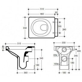 Унитаз напольный приставной Kerasan Cento в комплекте с крепежом WB5N белый 351801