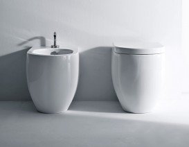 Унітаз підлоговий приставний Kerasan Flo безободковий білий матовий 311230