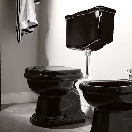 Унитаз напольный приставной Kerasan Retro с бачком чёрный 101004