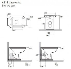 Унитаз напольный приставной Kerasan Waldorf прямоугольный черный 411804