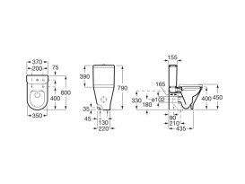 	Чаша унитазу-компакту Roca Gap Round Rimless 35х60 см сантехнічна кераміка білий A3420N7000