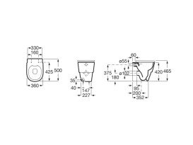 Унитаз напольный Roca Tura Rimless 36х50 см сантехническая керамика белый A347697000