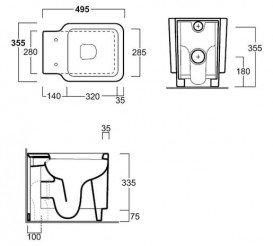 Унітаз підлоговий Simas Flow 35,5х49,5 см фаянс білий FL 61