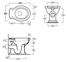 Унитаз напольный Simas Lante 38,5х53 см с горизонтальным выпуском фаянс белый LA02