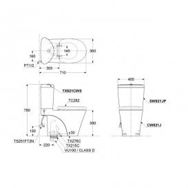 Унітаз підлоговий TOTO Avanti з бачком без сидіння білий CW821J