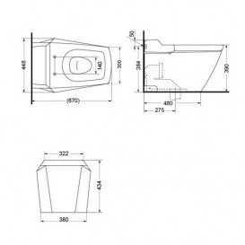 Унитаз напольный TOTO Jewelhex без сиденья белый CW681PB