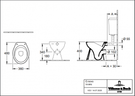 Унитаз напольный Villeroy & Boch O.novo 36х47,5 см открытый смывной край альпийский белый 7618R001