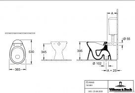 Унітаз для підлоги Villeroy & Boch O.novo 36х52,5 см відкритий змивний край CeramicPlus альпійський білий 7619R1R1