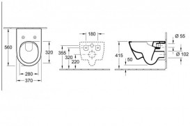 Унітаз підвісний Villeroy & Boch Subway 2.0 ViFresh з відкритим змивним краєм + Сидіння SoftClosing 5614A101 + 9M78S101