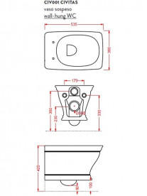Унітаз підвісний ArtCeram Civitas 36х53,5 см кераміка шампань CIV001 02;00