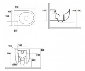 Унитаз подвесной Axa Glomp безободковый 36,5х51 см керамика черный матовый 0201007