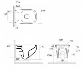 Унітаз підвісний Axa White Jam Norim безободковий 34х52 см кераміка чорний матовий 3312707