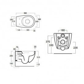 Унітаз підвісний безободковий Simas Vignoni 36,5х56 см санфаянс білий з кришкою і кріпленням VI 18 / F 85 + VI 004