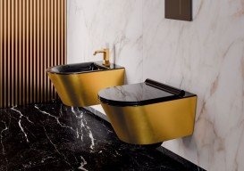 Унитаз подвесной Catalano Gold & Silver 55х35 керамика черный/золото 1VS55NRNO