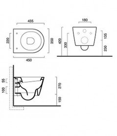 Унітаз підвісний Catalano New Zero 35х45 см з кришкою кераміка білий 1VSV45N00+5V45STP00